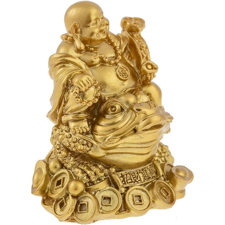 Laughing Buddha on Feng Shui Frog – 7cm Prosperity Figurine